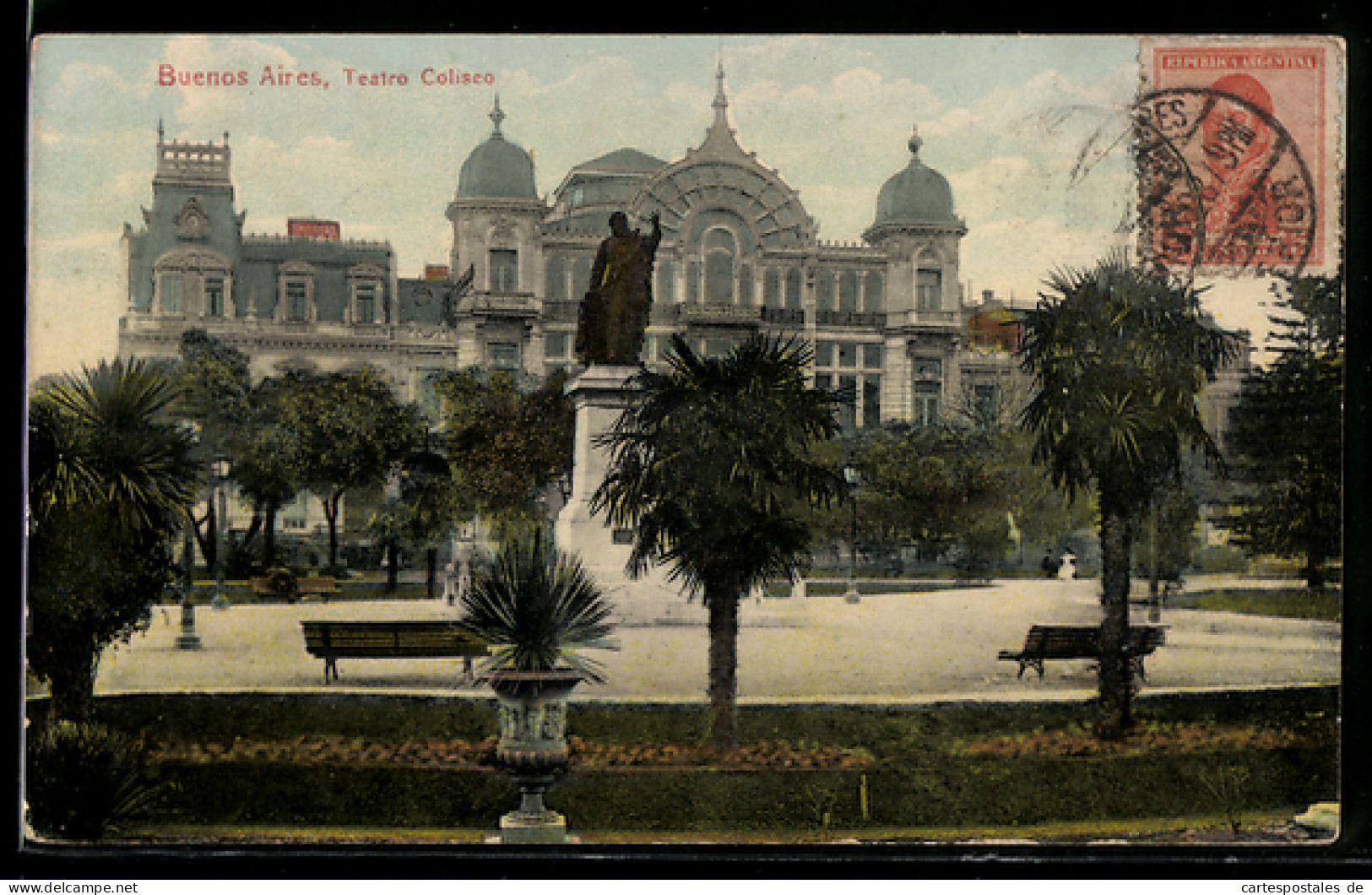 AK Buenos Aires, Teatro Coliseo, Bildseitenfrankatur