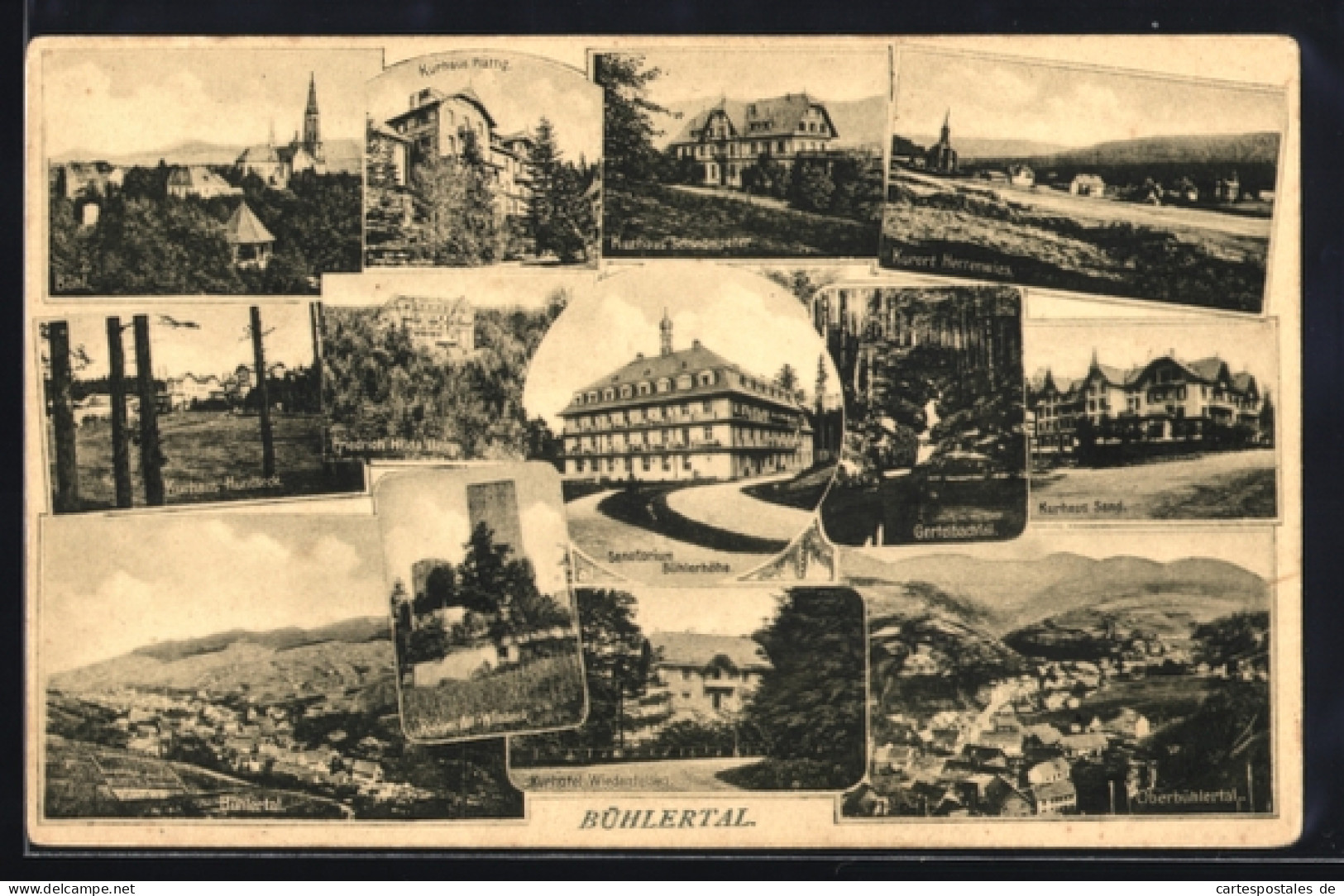 AK Bühlertal, Sanatorium Bühlerhöhe, Kurhaus Plättig, Kurhotel Wiedenfelsen