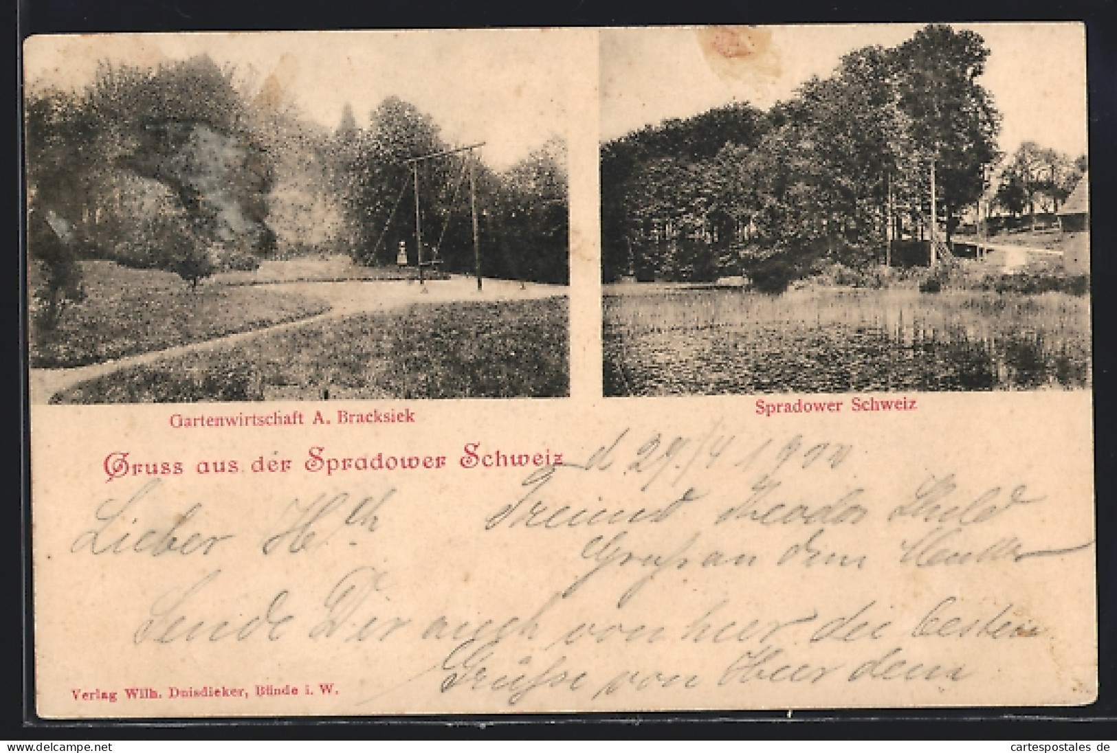 AK Bünde, Gartenwirtschaft von A. Bracksiek, Spradower Schweiz