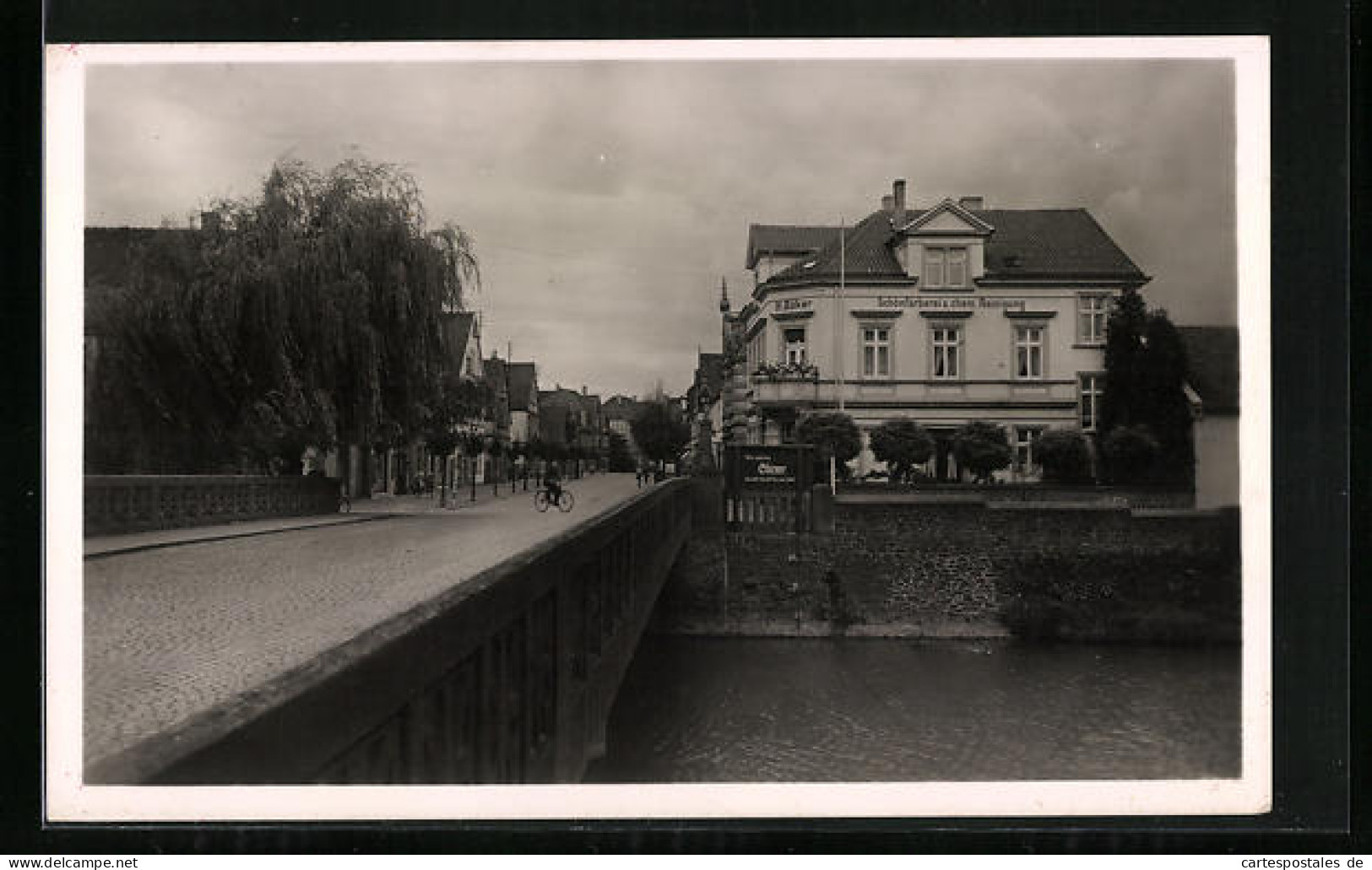AK Bünde i. W., Elsebrücke mit Schönfärberei H. Böker