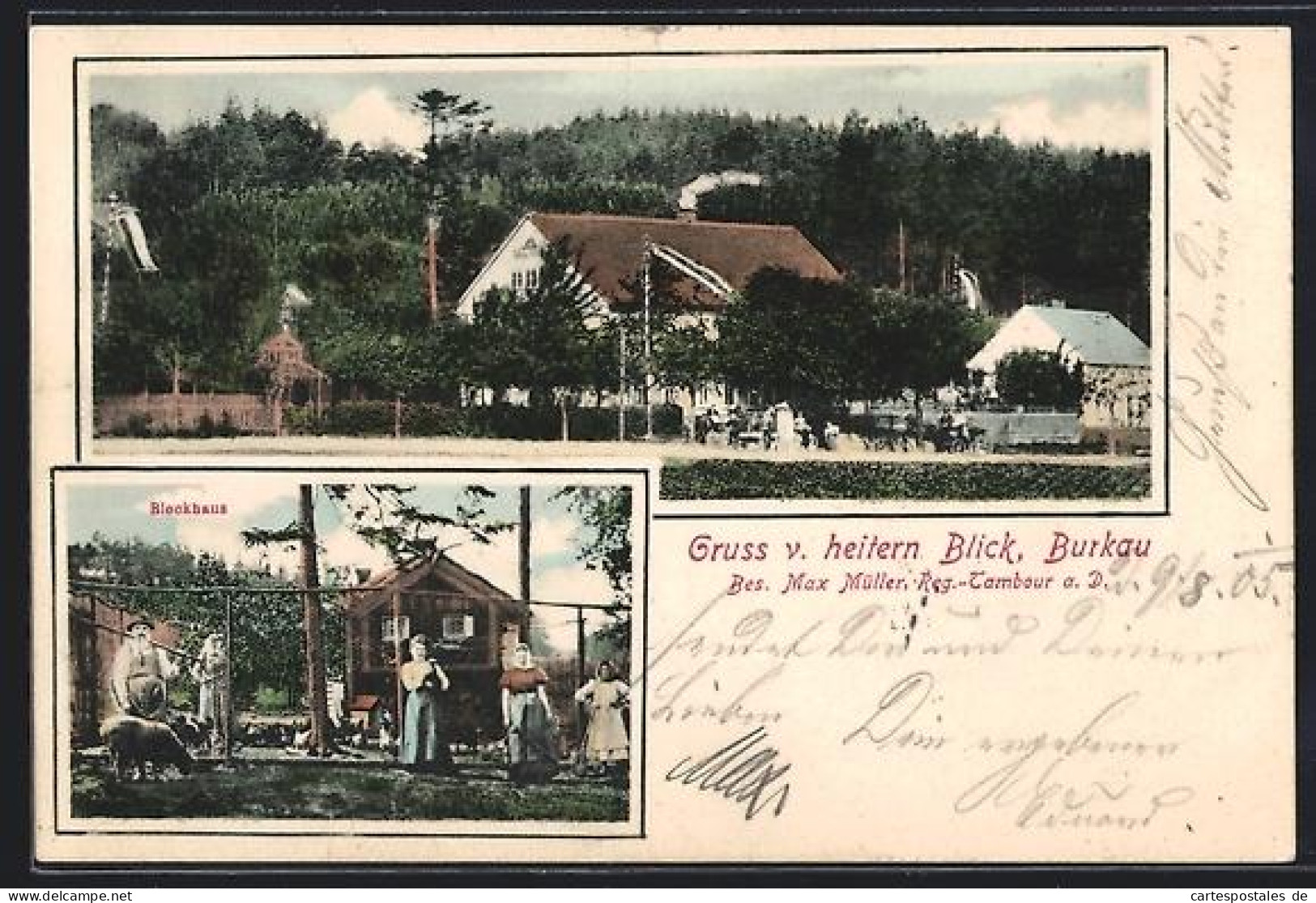 AK Burkau, Wald Restaurant Heitrer Blick, Bes. M. Müller, Blockhaus
