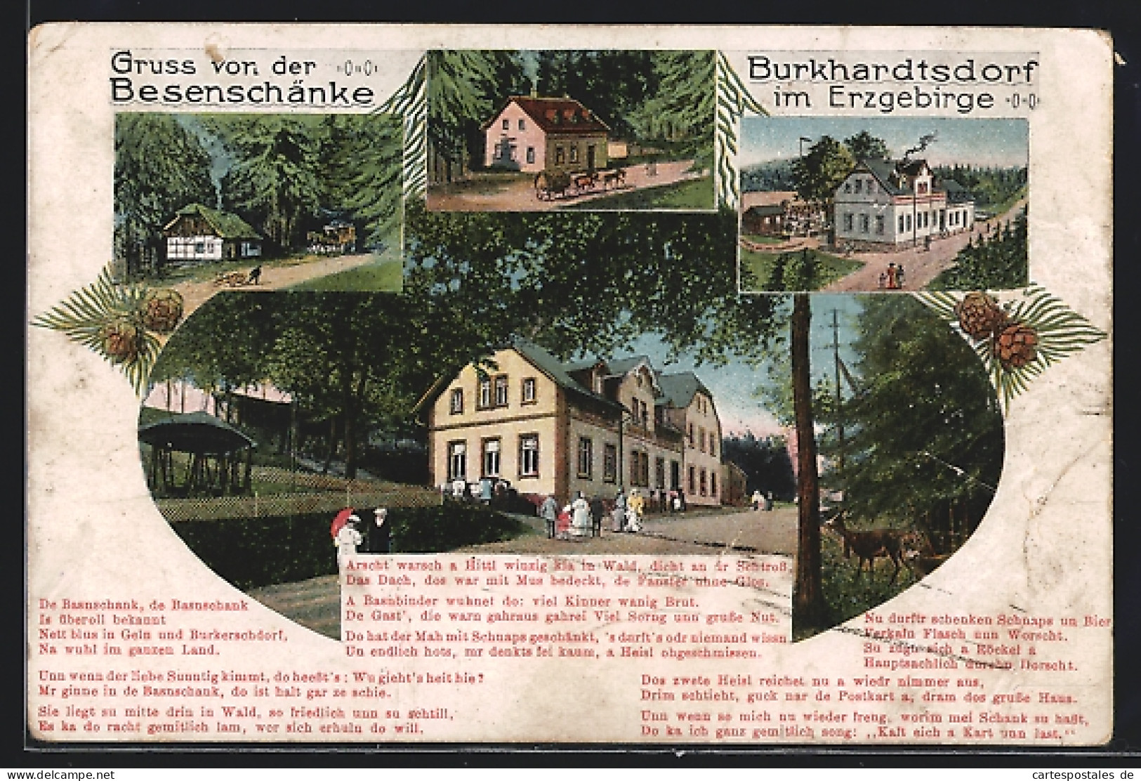 AK Burkhardtsdorf, Ansichten des Gasthaus Besenschänke