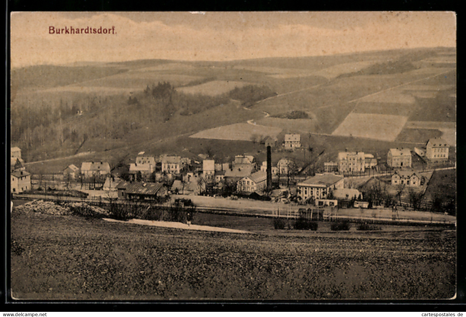 AK Burkhardtsdorf, Teilansicht mit Strassenpartie
