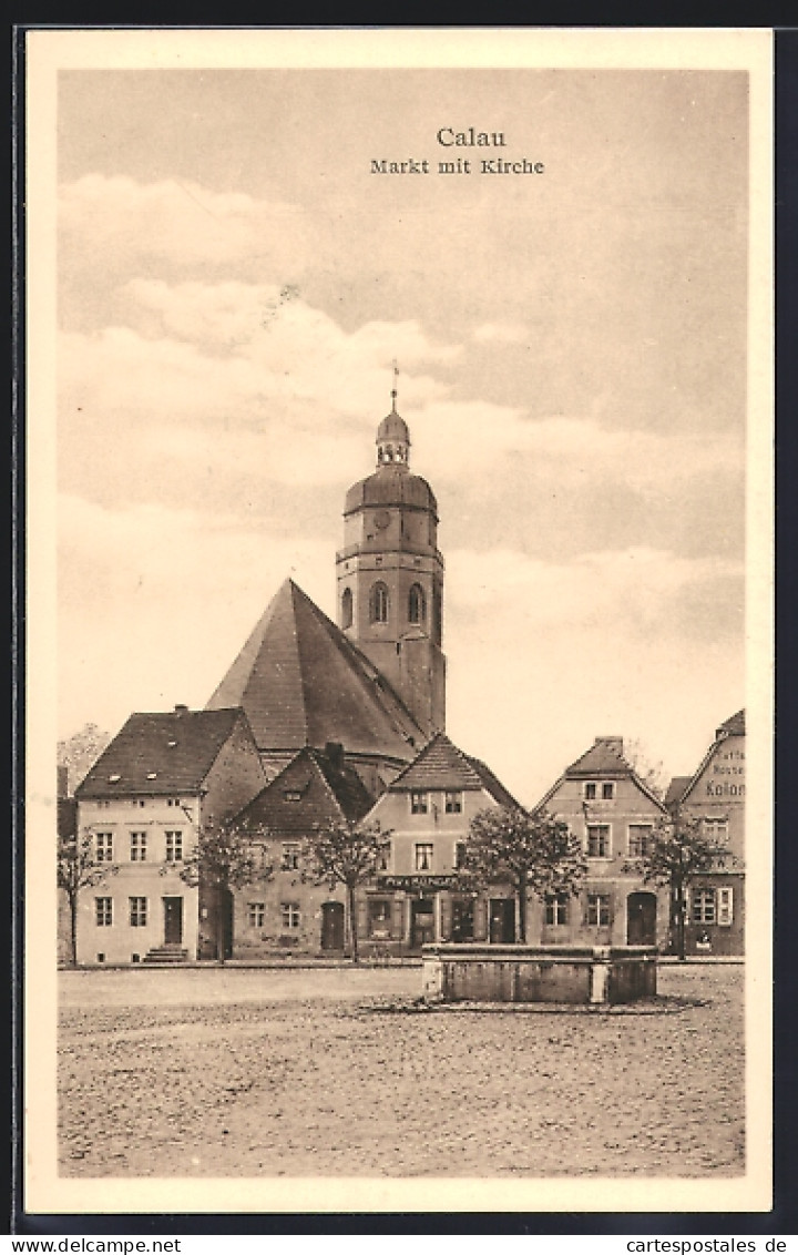 AK Calau, Markt mit Kirche