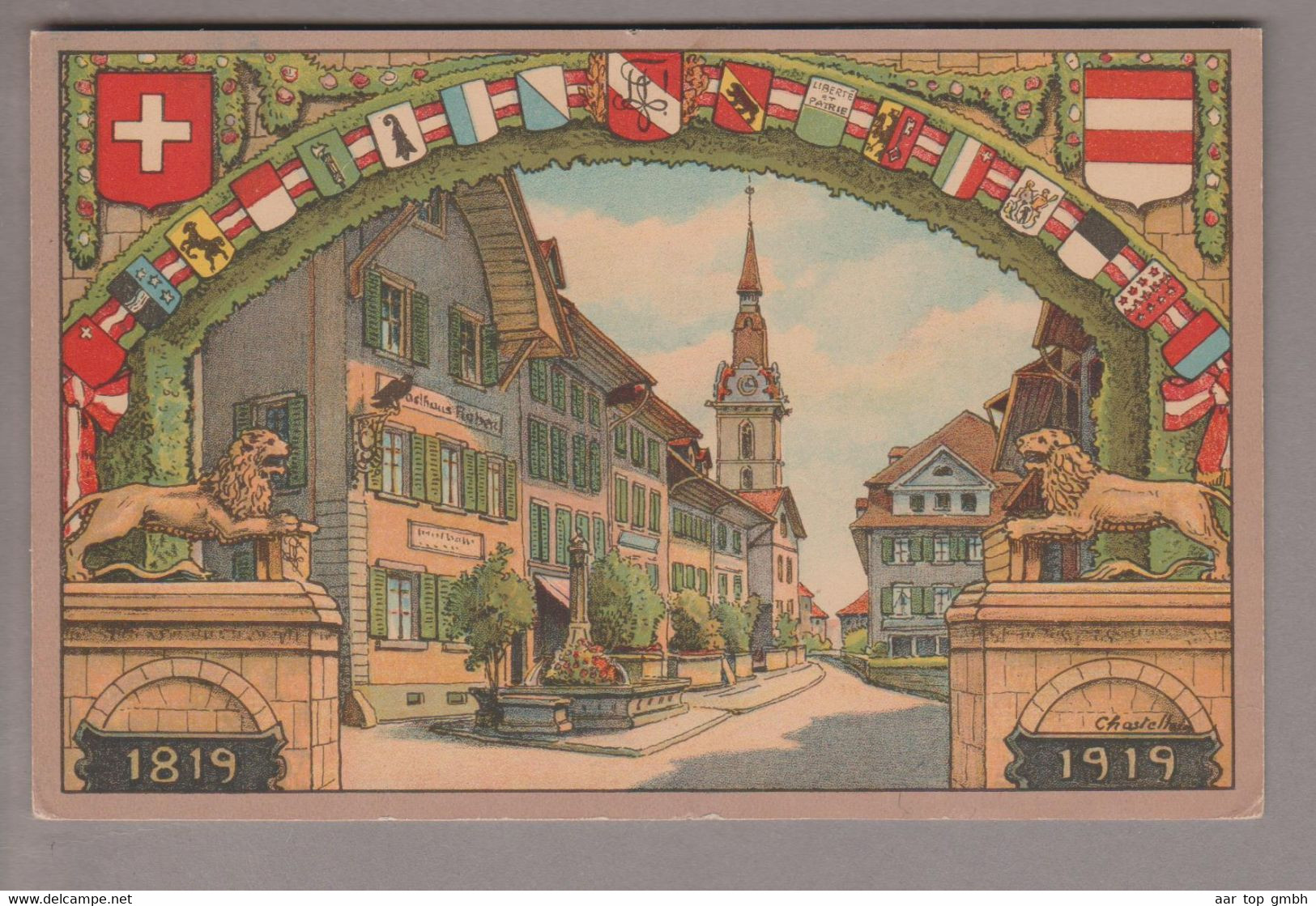 AK CH AG Zofingen 1919 100 Jahre de la Société de Zofingue ungebraucht Litho Simplon