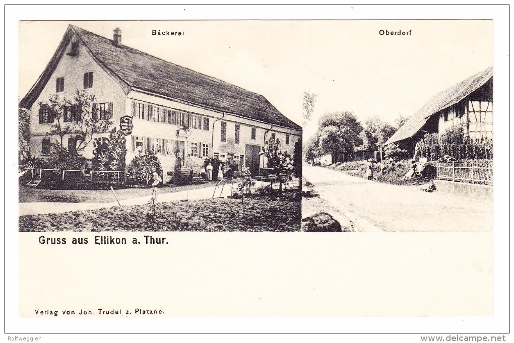AK CH TG Ellikon a. Thur Bäckerei und Oberdorf  ungebraucht Foto Max Roon #3573