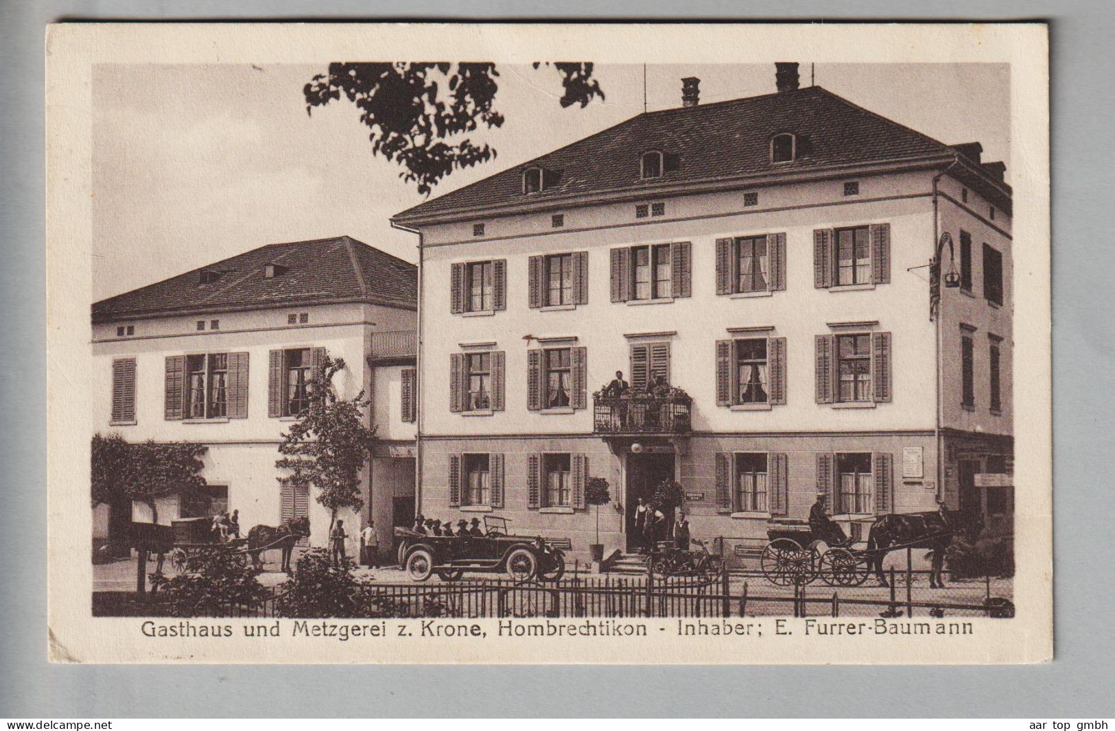 AK CH ZH Hombrechtikon 1925-08-03 Foto Hotel+Metzgerei Krone "J.Wächter"
