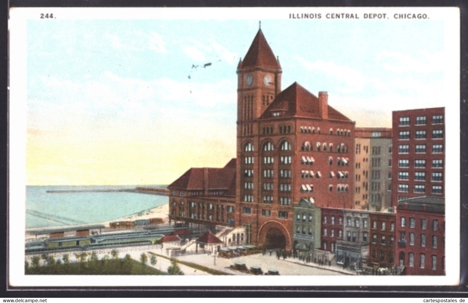 AK Chicago, IL, Illinois Central Depot, Bahnhof