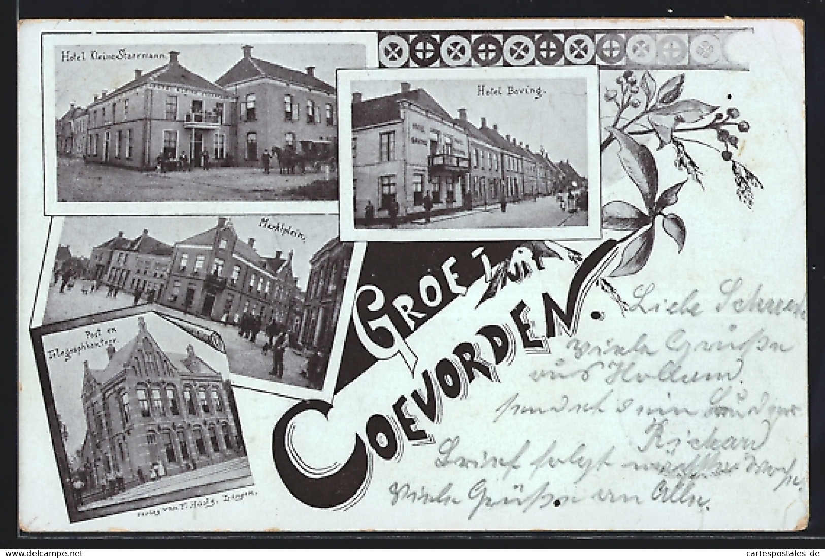 AK Coevorden, Hotel Kleine Staarman, Hotel Baving, Marktplein