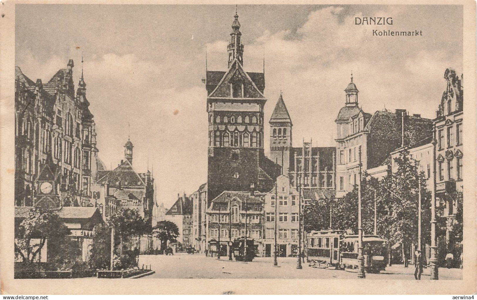AK Danzig Kohlenmarkt Altstadt Straßenbahn Danzig Postkarte