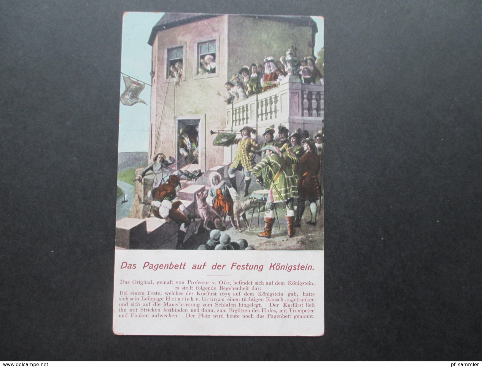 AK Das Pagenbett auf der Festung Königstein. Tafelberg. Künstlerkarte. Professor v. Oer