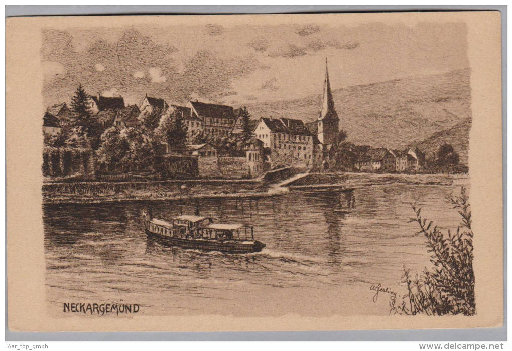 AK DE BW NECKARGEMÜND ungebraucht Radierung Verlag K. Kress