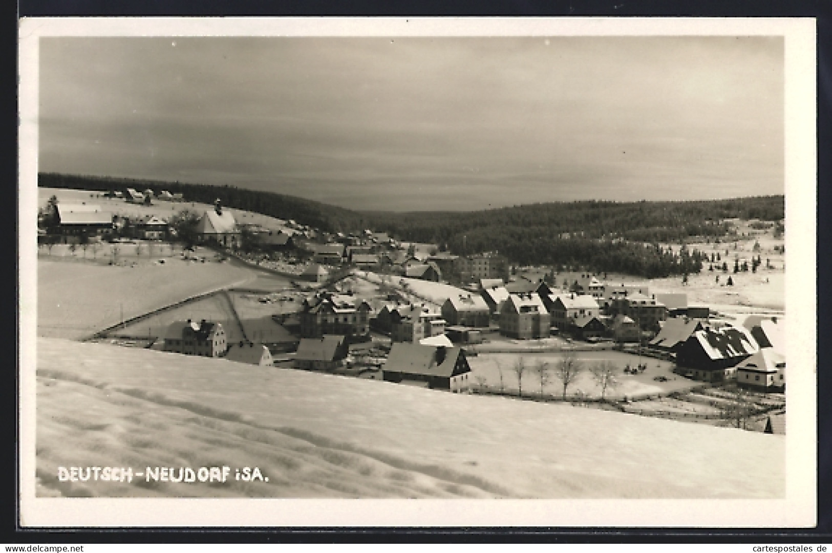AK Deutsch-Neudorf i. Sa., Ortsansicht im Winter