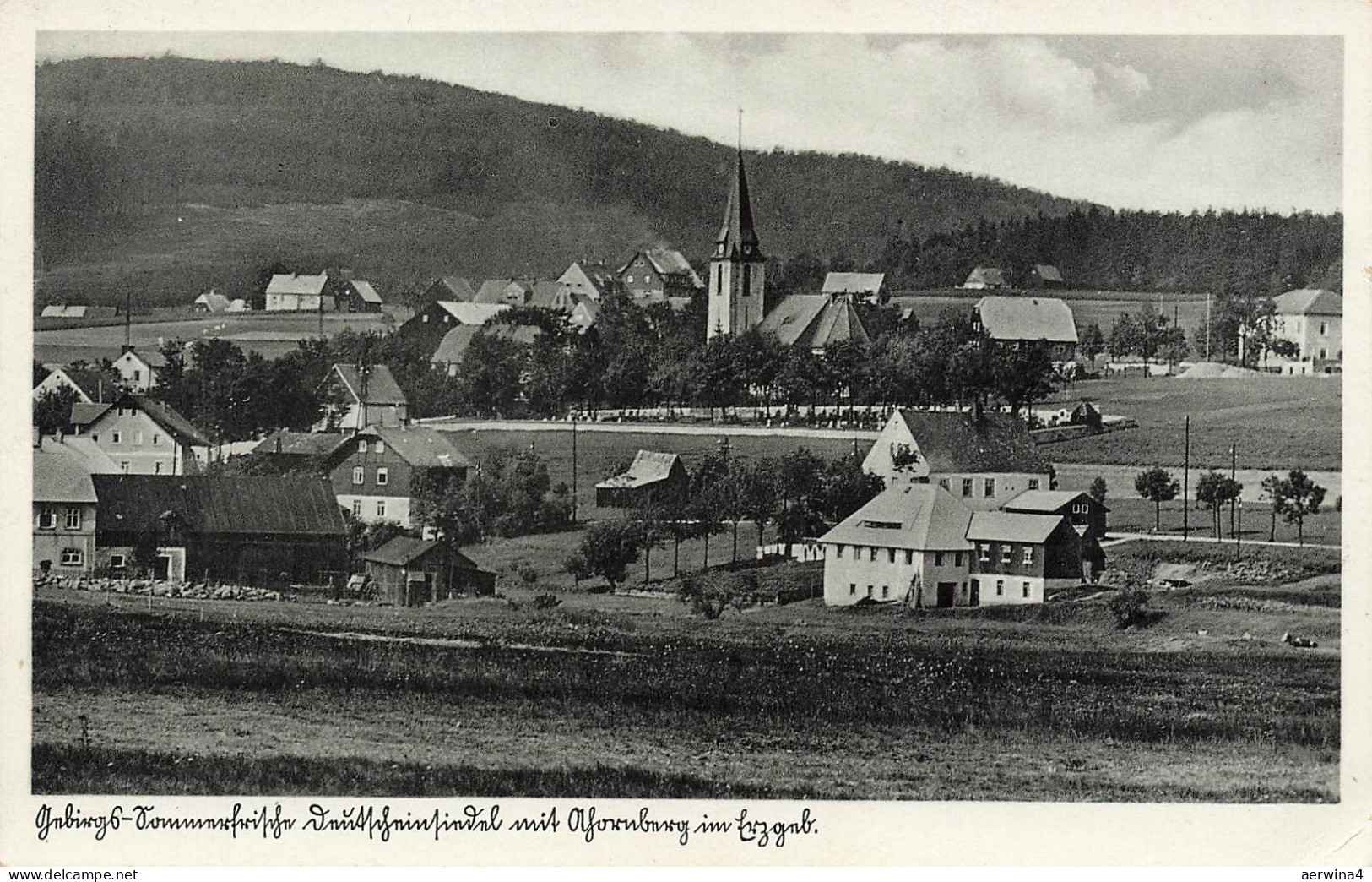 AK Deutscheinsiedel Deutschneudorf Ortsansicht Kirche Sachsen Erzgebirge 1939