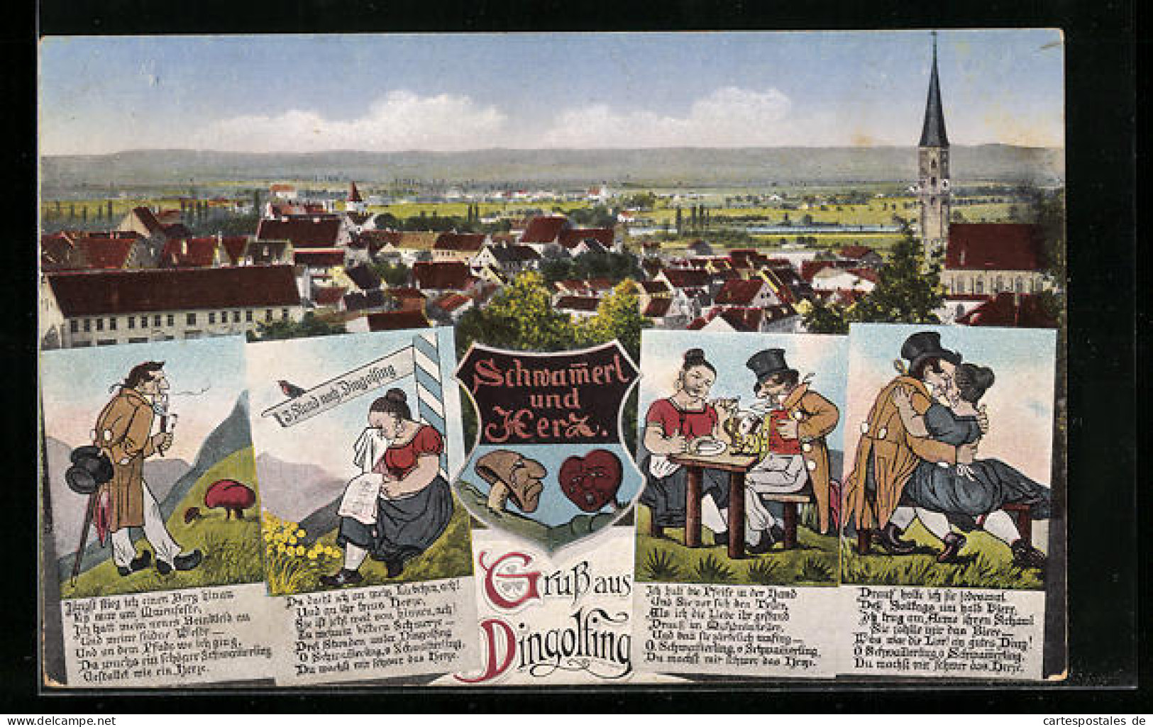 AK Dingolfing, Gesamtansicht, Schwämmerl und Herz