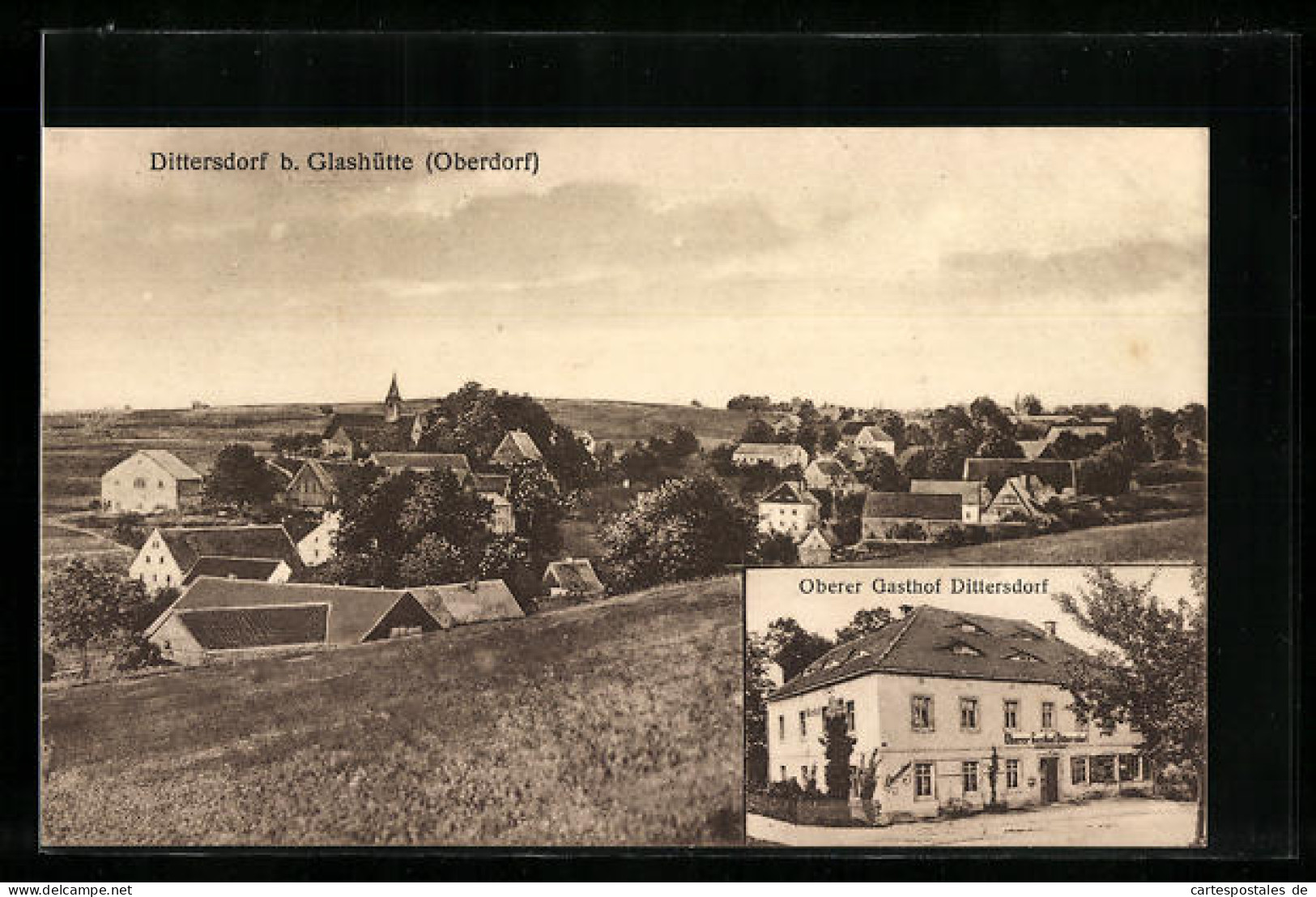 AK Dittersdorf b. Glashütte, Gasthof Dittersdorf, Ortsansicht