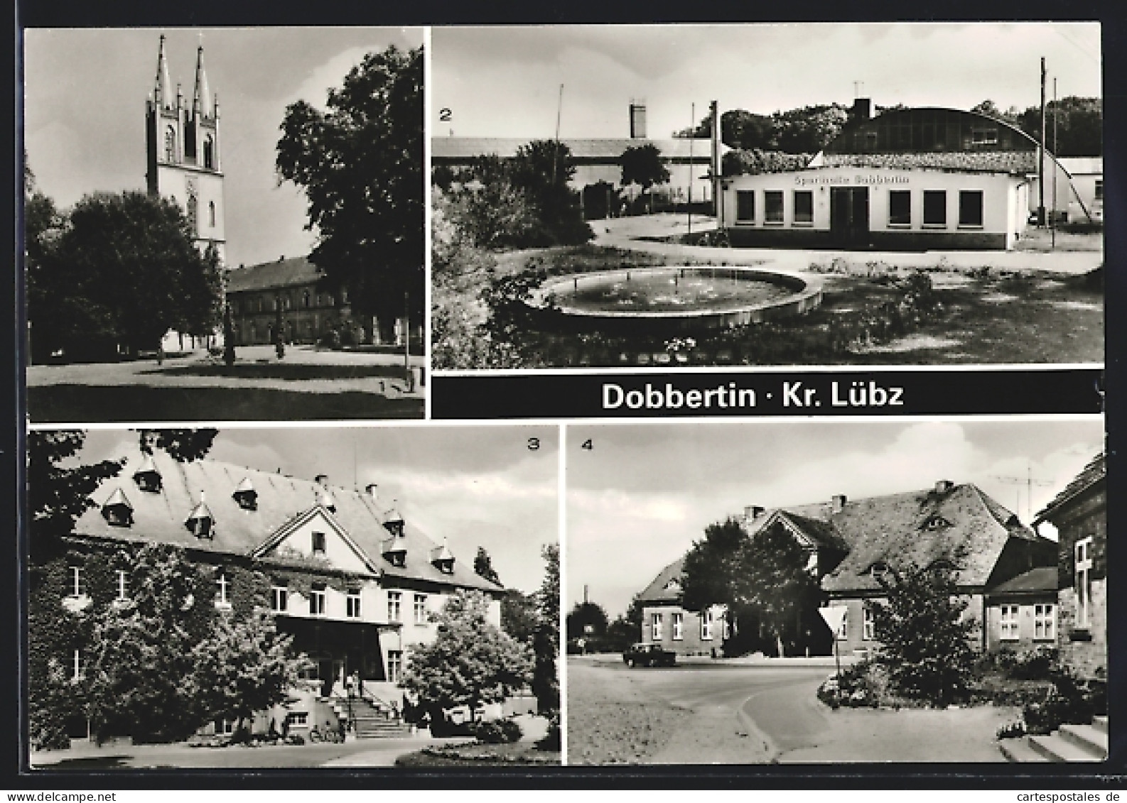 AK Dobbertin /Kr. Lübz, Platz der Arbeit, Sporthalle, Pflegeheim, Klosterkirche