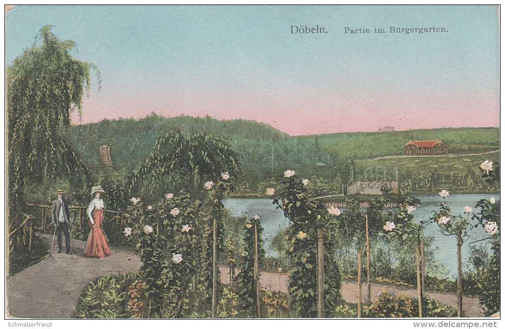 AK Döbeln Partie im Bürgergarten Park ? Restaurant  Gasthaus ? See Leute Friedrichstrasse Sonnenstrasse Südstrasse