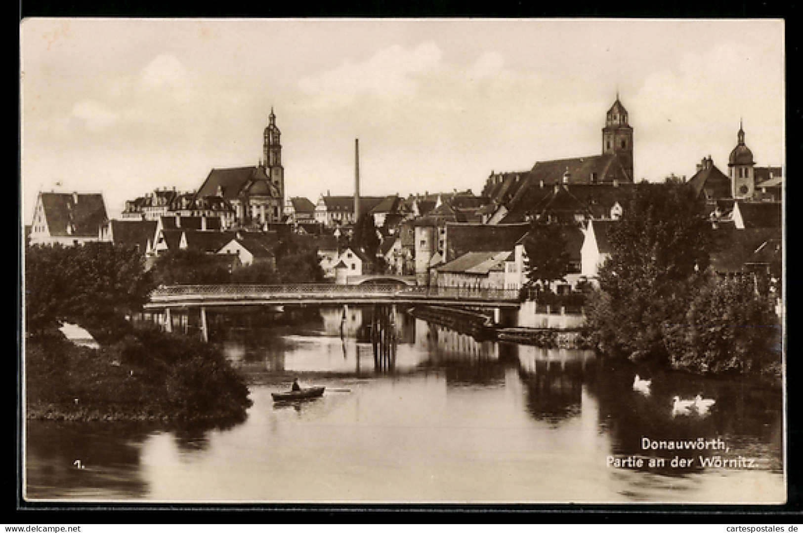 AK Donauwörth, Wörnitz mit Kirche