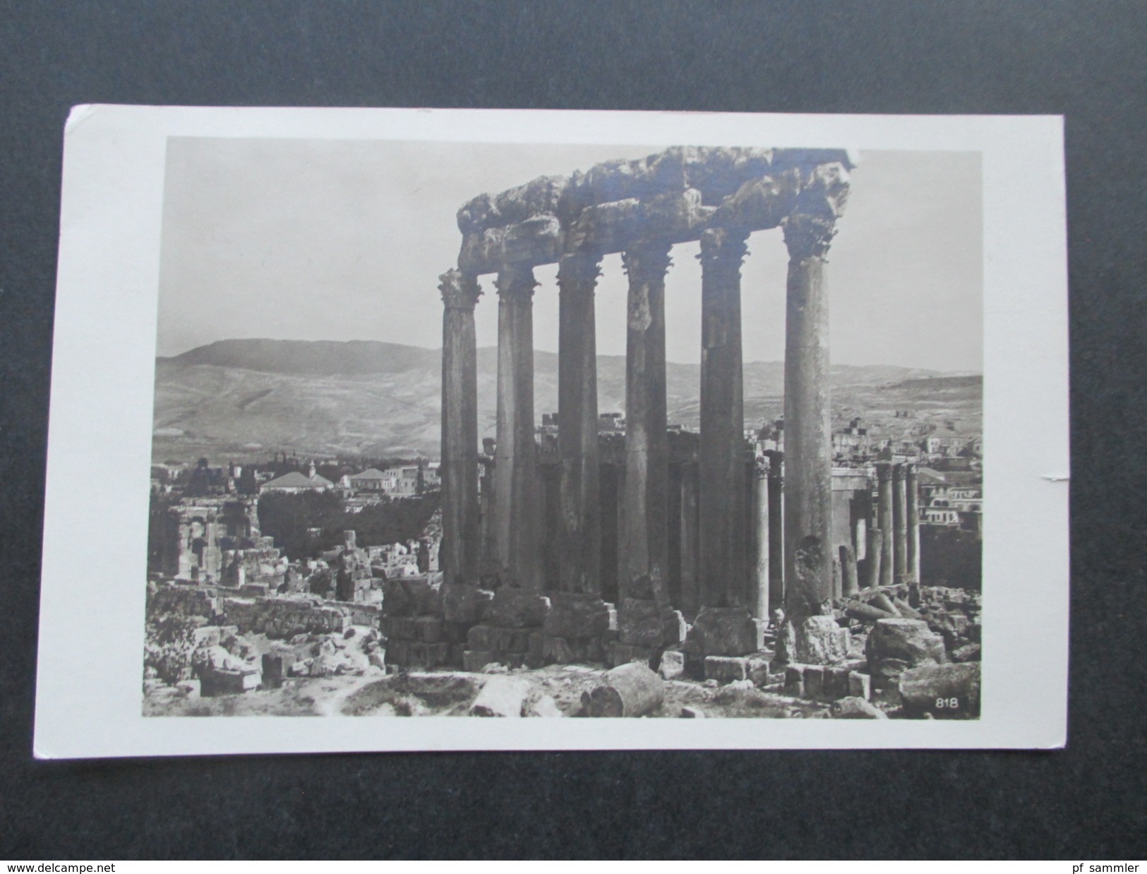 AK Echtfoto 1933 Syrien Baalbek Jupiter Tempel. Frankatur Libanon. Gesendet nach Hamburg