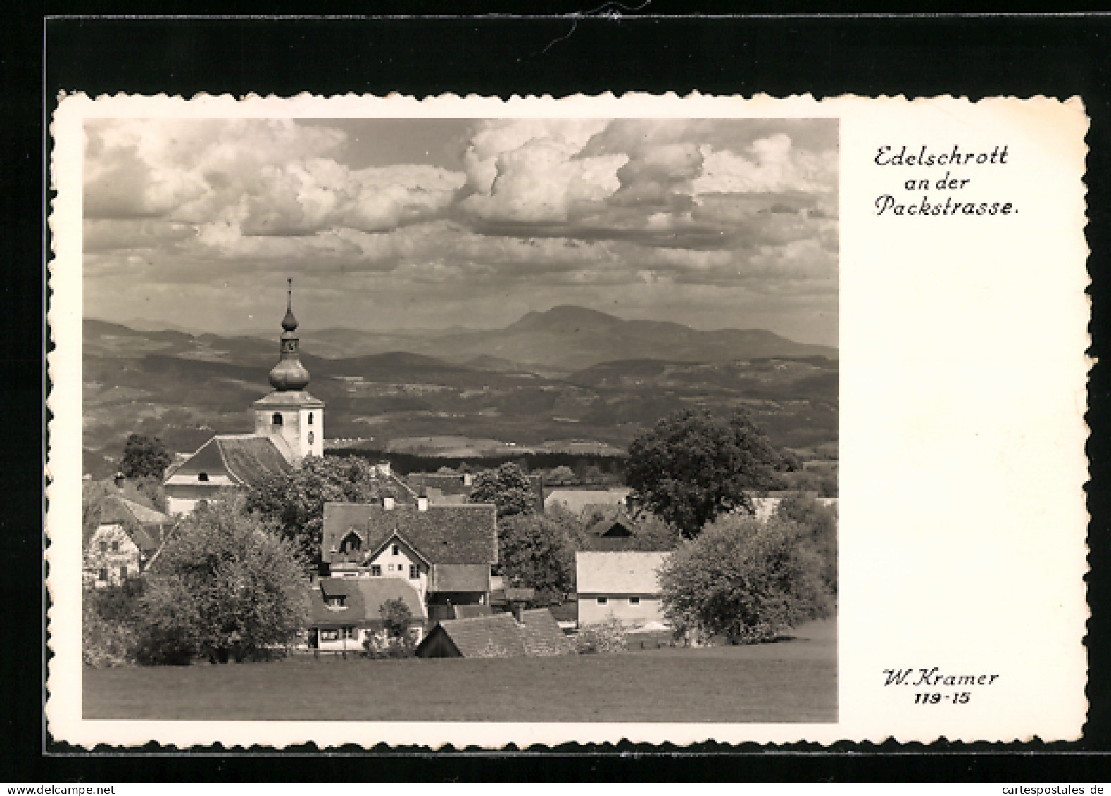 AK Edelschrott an der Packstrasse, Ortsansicht bei bewölktem Himmel