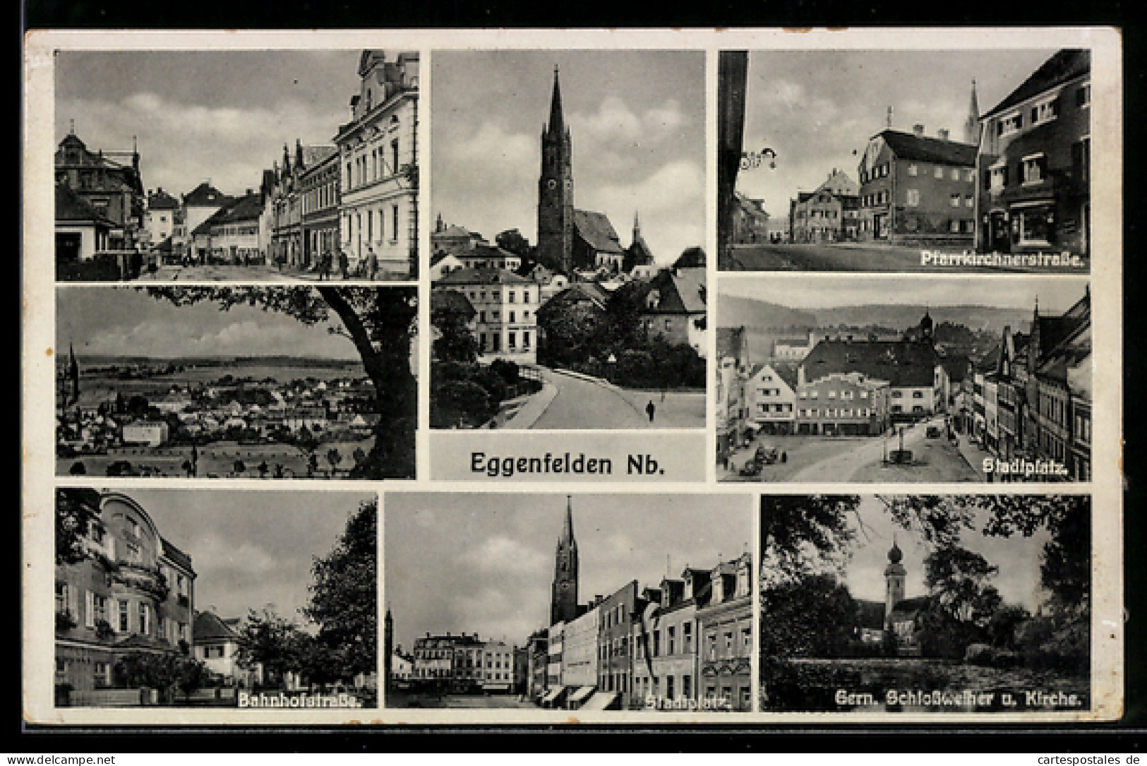 AK Eggenfelden /Nb., Kirche, Stadtplatz, Bahnhofstrasse