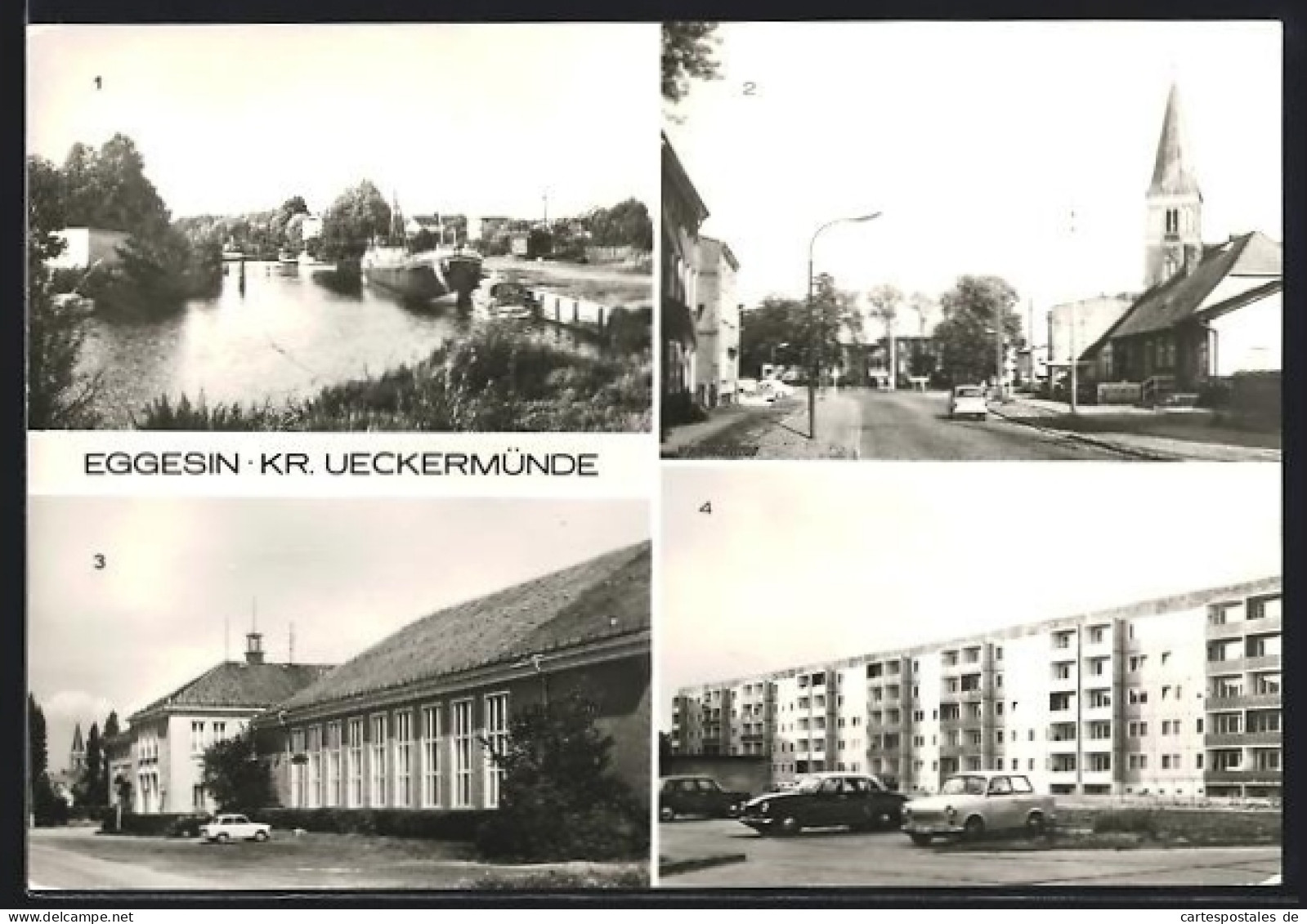 AK Eggesin /Ueckermünde, Randow, Bahnhofstrasse, HO-Gaststätte Hotel Mecklenburg, Neubauten