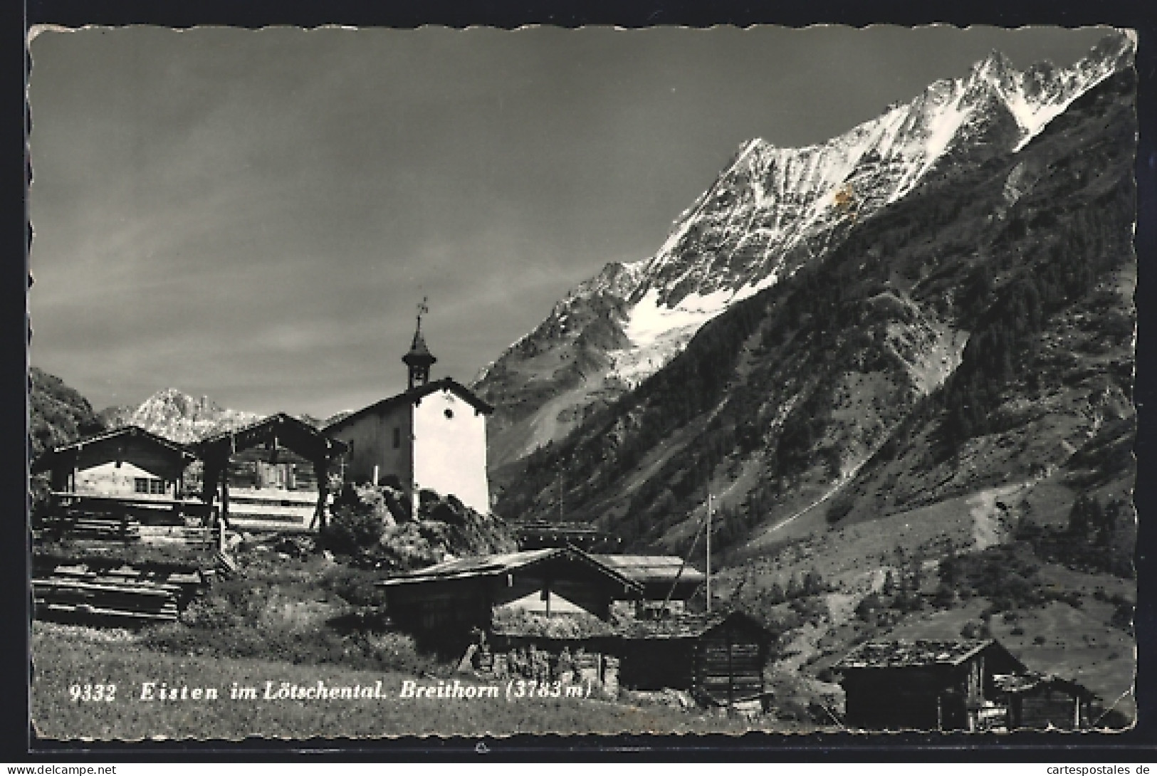 AK Eisten im Lötschental, Kirche mit Breithorn