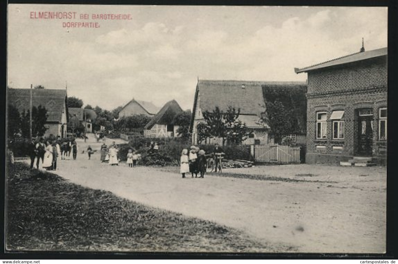 AK Elmenhorst bei Bargteheide, Dorfbewohner auf einer Strassenpartie