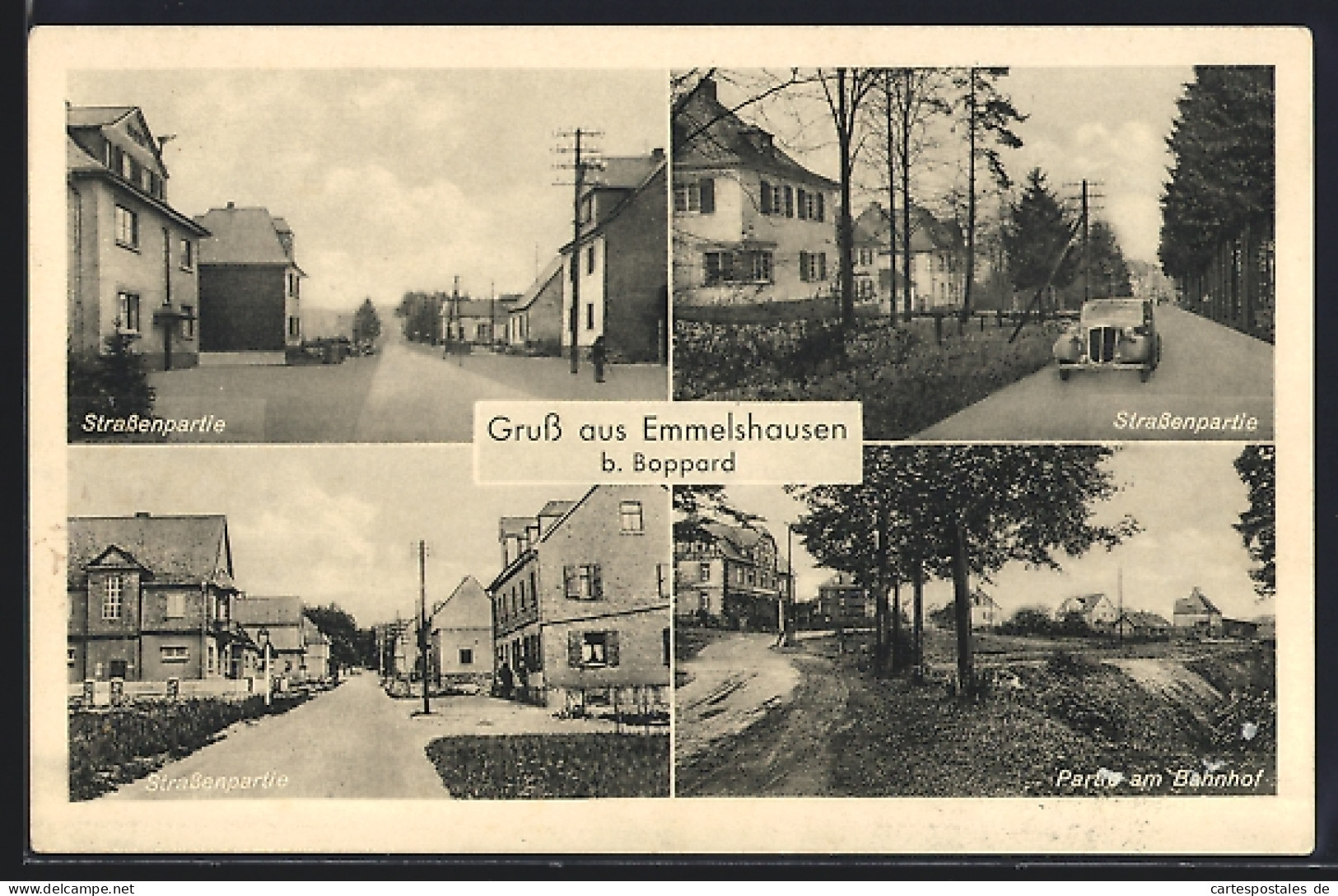 AK Emmelshausen b. Boppard, Bahnhof, Strassenpartien