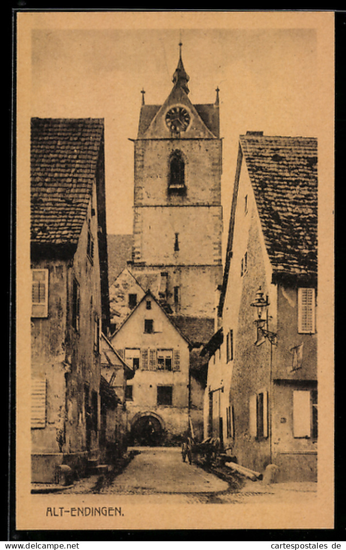 AK Endingen, Strassenpartie mit Turm