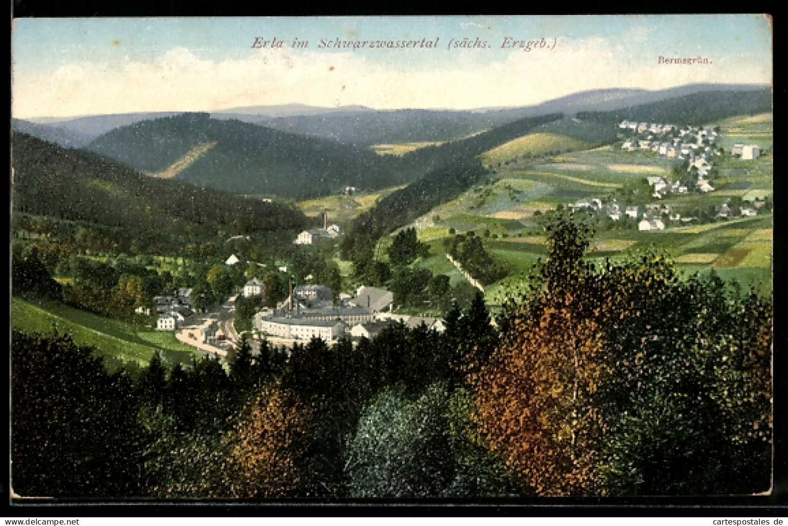 AK Erla im Schwarzwassertal, Panorama, Bernsbach