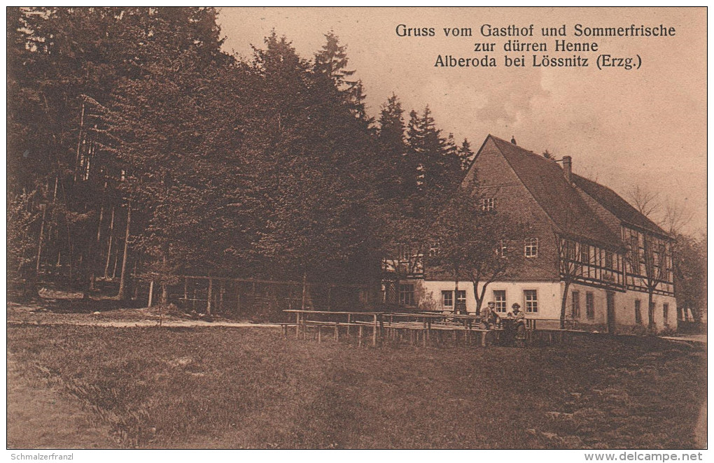 AK Erzgebirge Alberoda Gasthof zur dürren Henne bei Lössnitz Aue Schlema Schneeberg Zwönitz Hartenstein Schwarzenberg