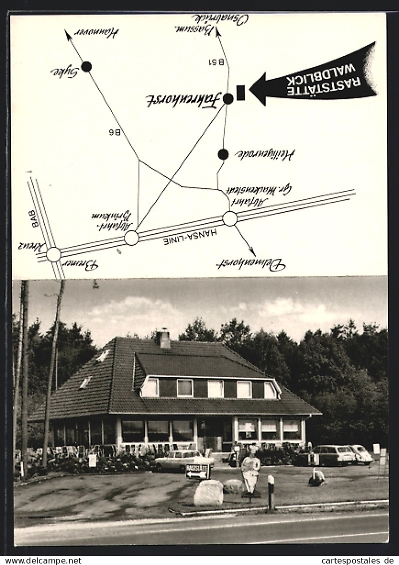AK Fahrenhorst / Stuhr, Hotel-Raststätte Waldblick, VW Käfer