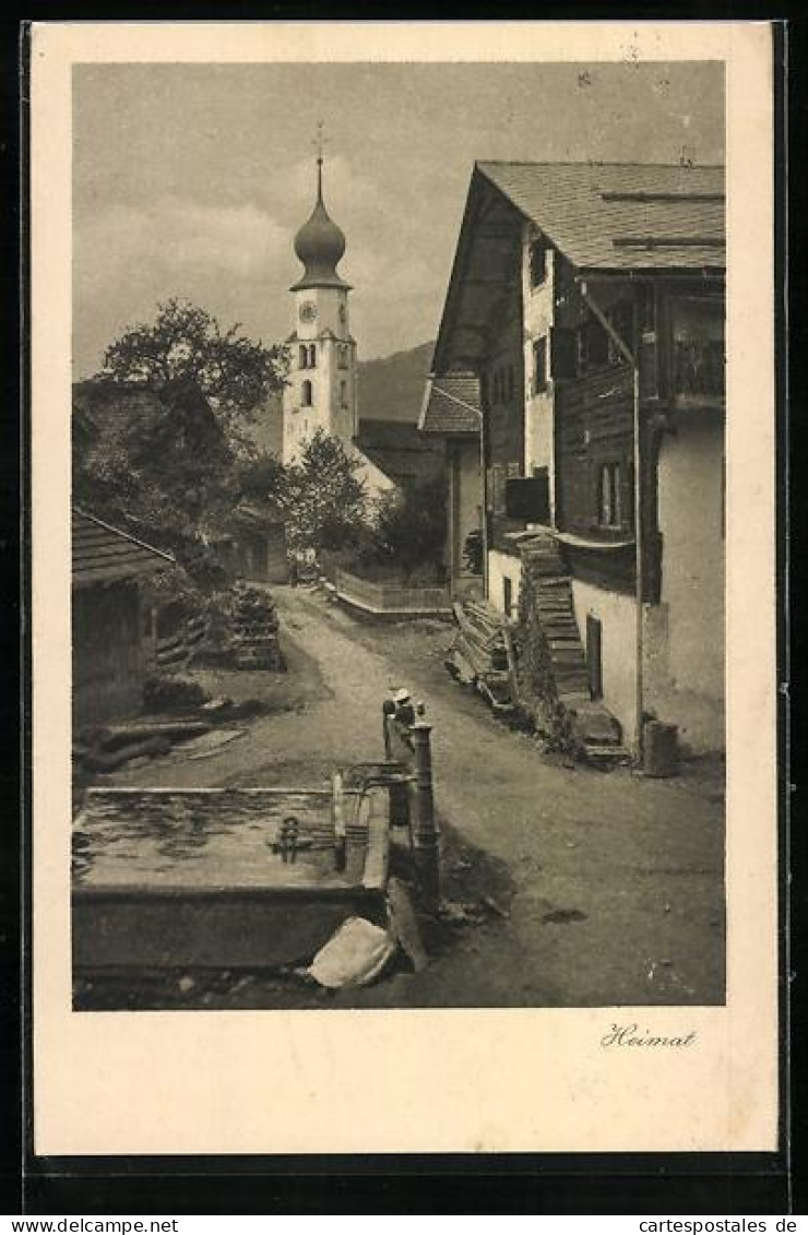 AK Fanas, Strassenpartie mit Kirche