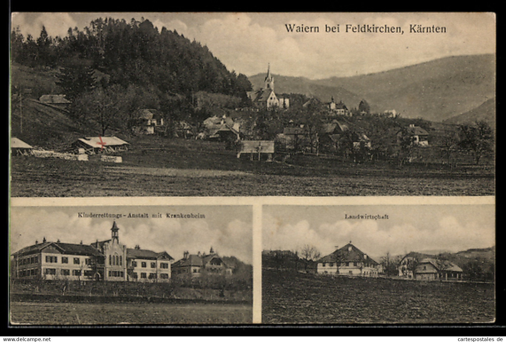 AK Feldkirchen in Kärnten, Waiern, Kinderrettungs-Anstalt mit Krankenheim, Landwirtschaftl. Gebäude