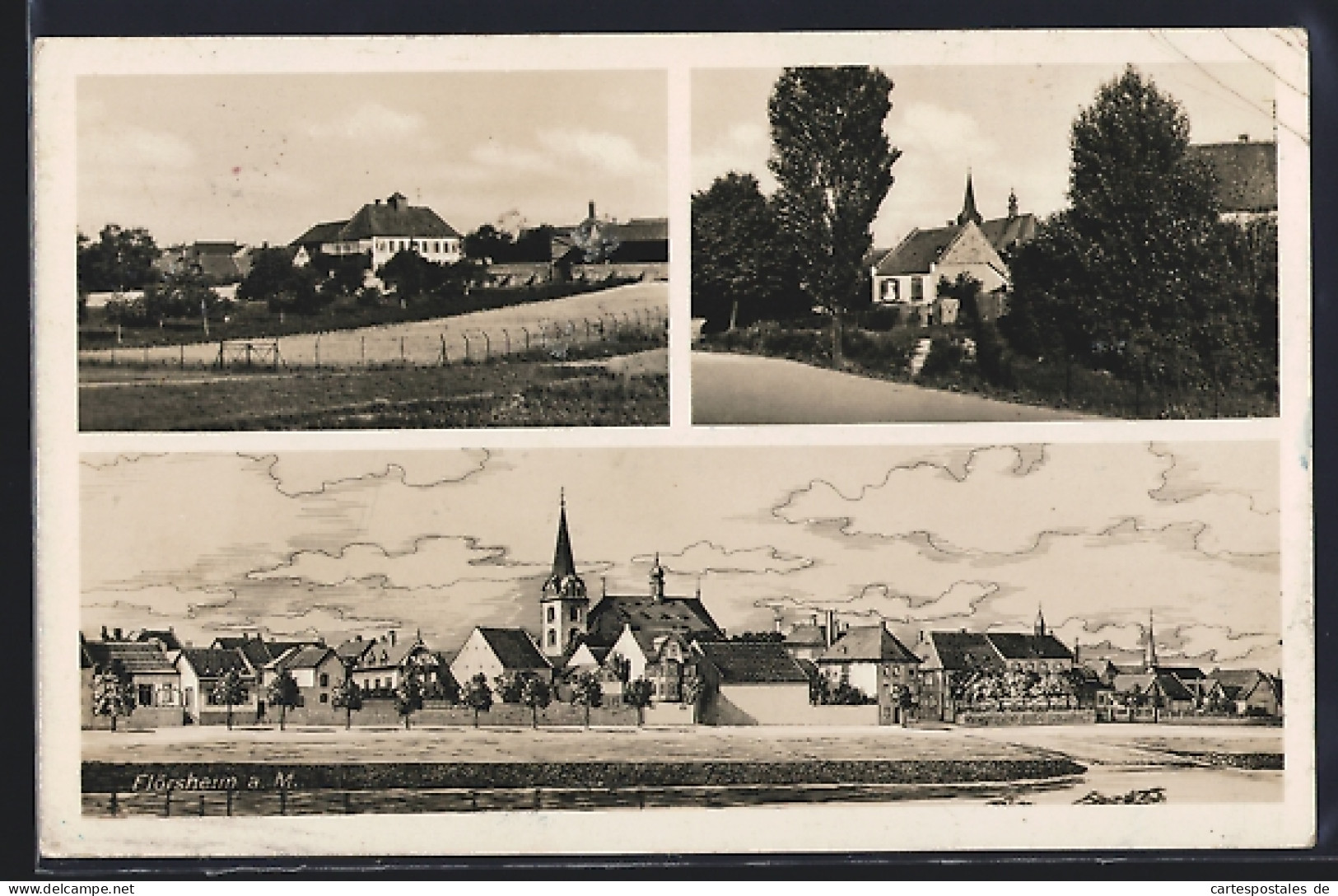 AK Flörsheim a. M., Ortsansicht mit Kirche