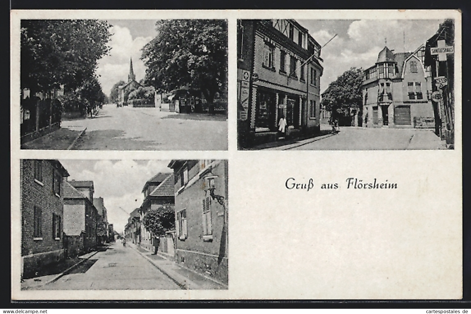 AK Flörsheim / Main, Damen- u. Herrenfriseur Heinrich Schalk, Strassenpartie