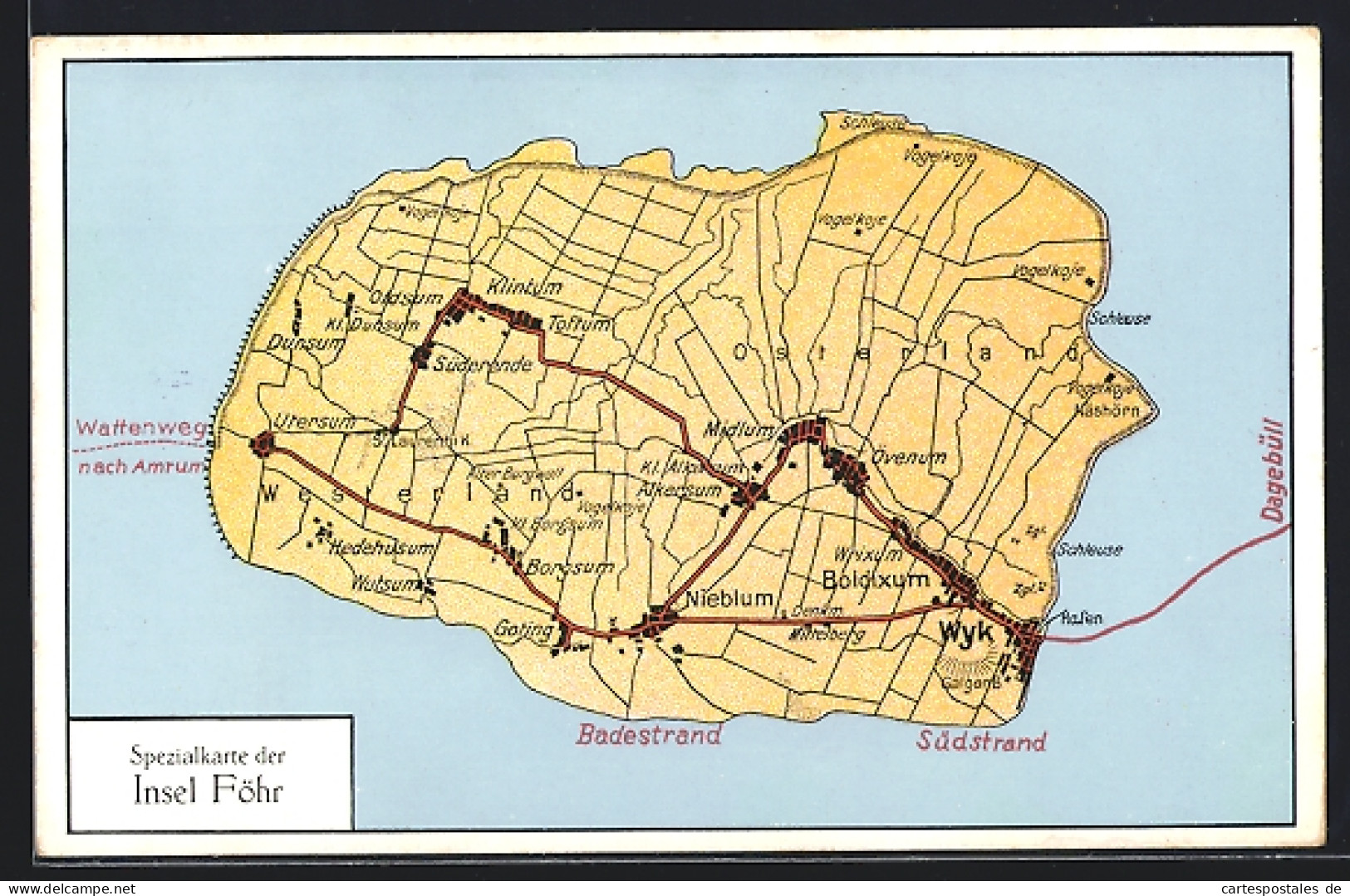 AK Föhr, Spezialkarte der Insel Föhr, Landkarte