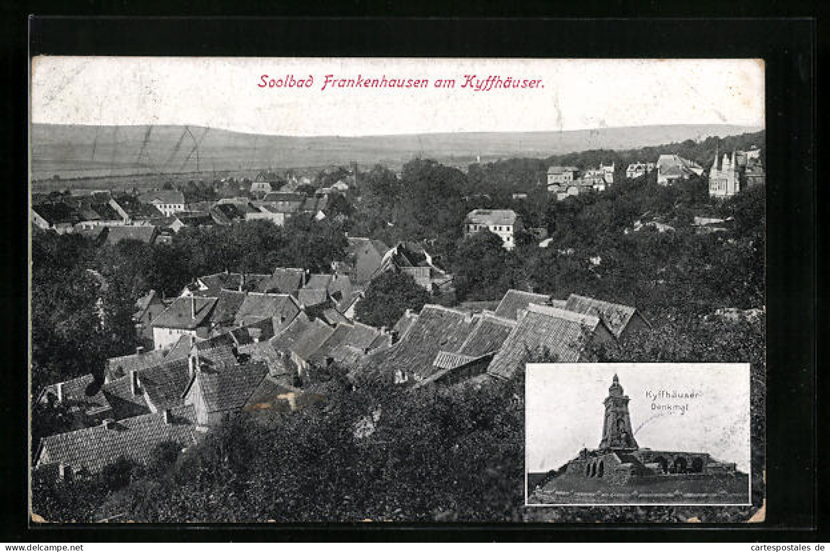 AK Frankenhausen am Kyffhäuser, Teilansicht, Kyffhäuser-Denkmal