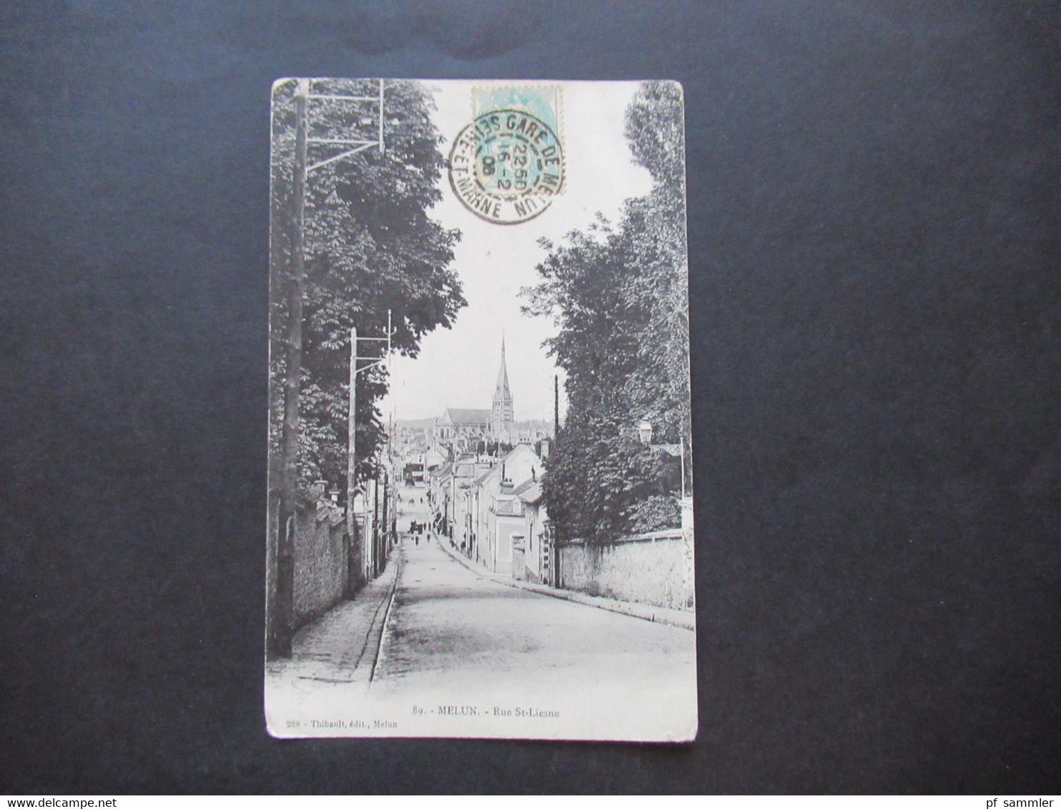 AK Frankreich 1906 Melun Rue St. Liesne Stempel Gare de Melun