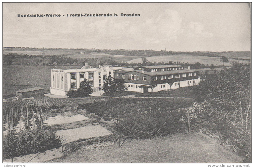 AK Freital Zauckerode Fabrik Pharma Werke Bombastus a Deuben Wurgwitz Döhlen Pesterwitz Dresden Wilsdruff Kesselsdorf