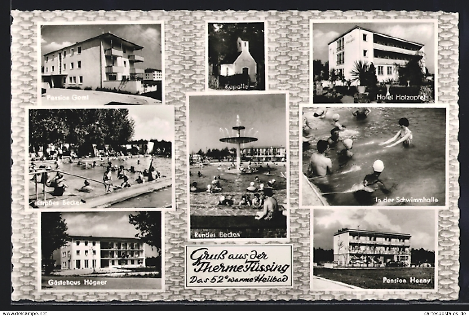 AK Füssing b. Pocking, Pension Geml, Gästehaus Högner, Hotel Holzapfel, Pension Henny