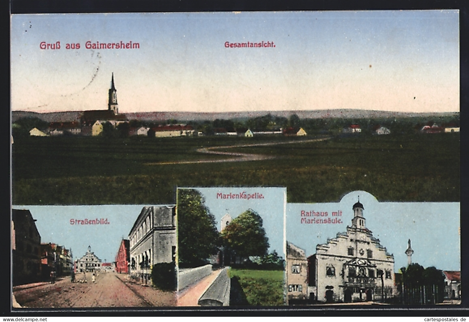 AK Gaimersheim, Strassenbild, Rathaus mit Mariensäule, Marien Kapelle, Gesamtansicht