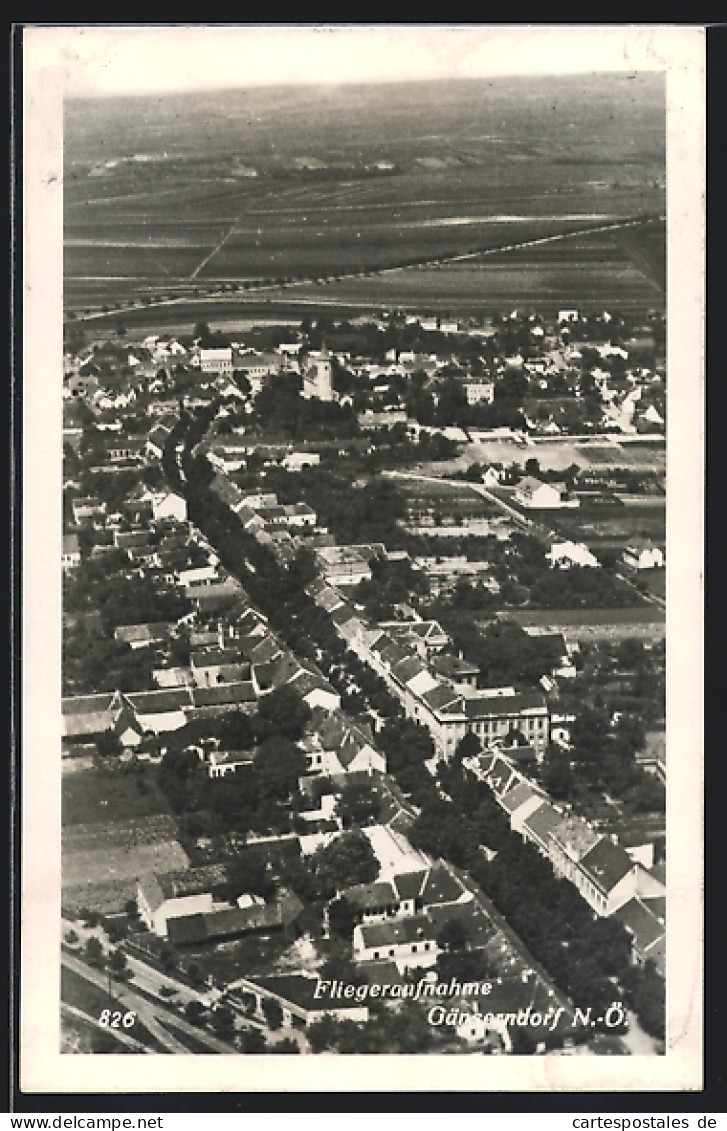 AK Gänserndorf, Fliegeraufnahme vom Ort