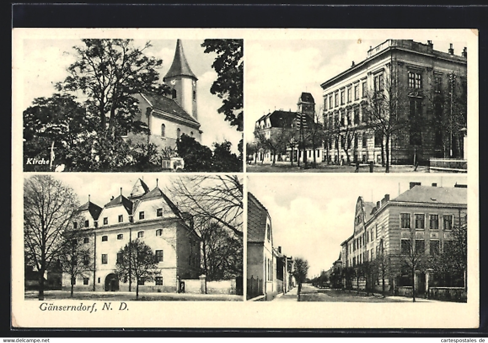 AK Gänserndorf, Kirche, Strassenpartie