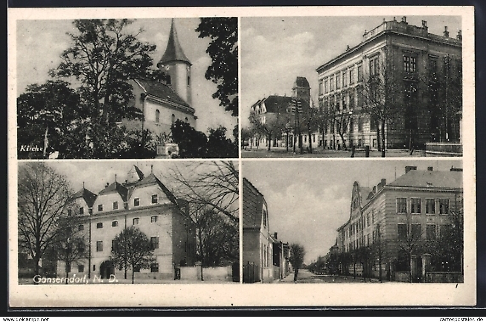 AK Gänserndorf, Kirche, Strassenpartie