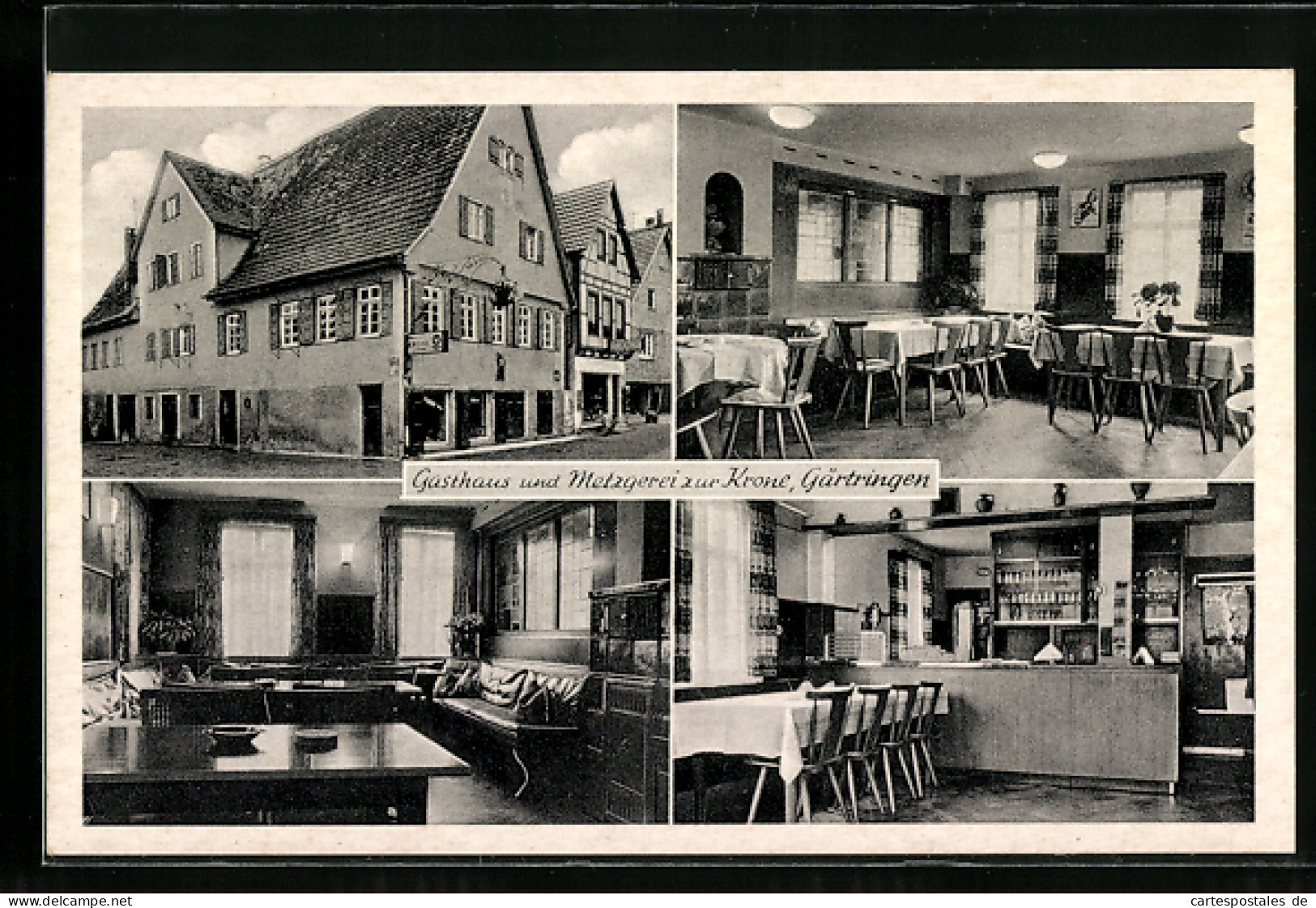 AK Gärtringen /Kreis Böblingen, Gasthaus und Metzgerei zur Krone, Innenansichten