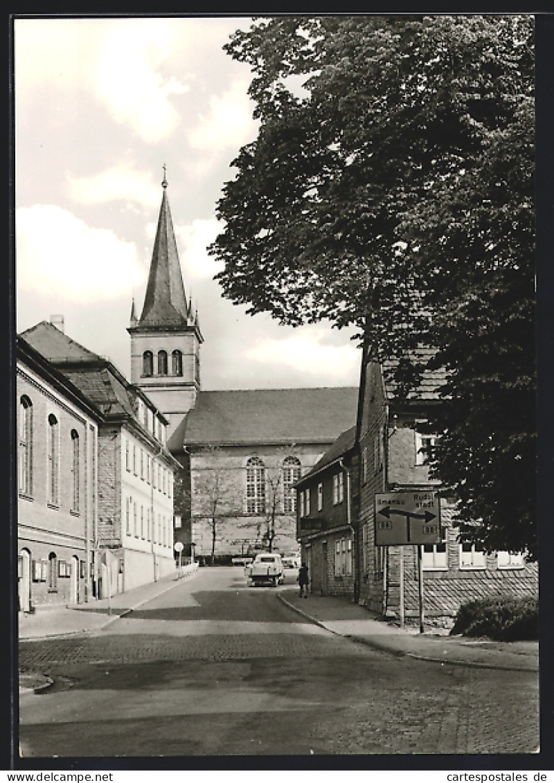 AK Gehren / Thür., Blick zur Kirche