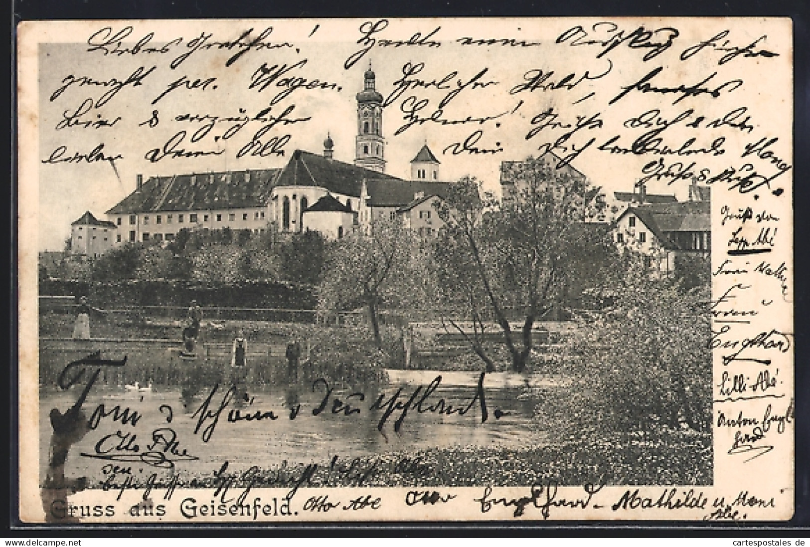 AK Geisenfeld, Teilansicht mit Uferpartie